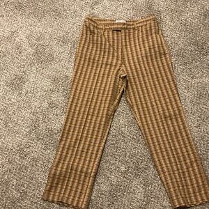 Brown plaid straight leg pants